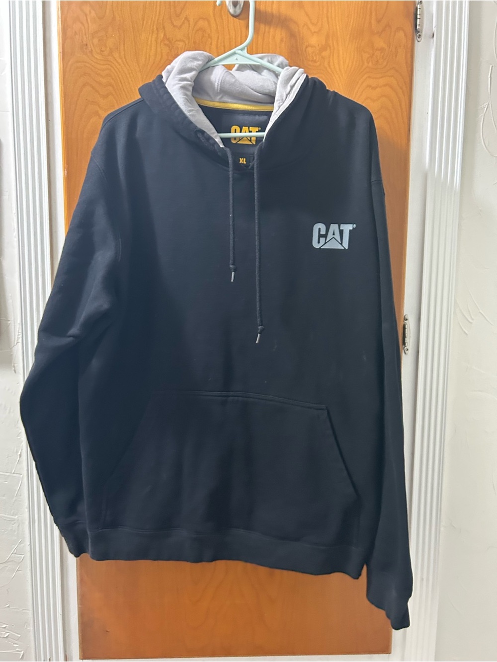 Caterpillar Black Hooded Sweatshirt with Gray Lining